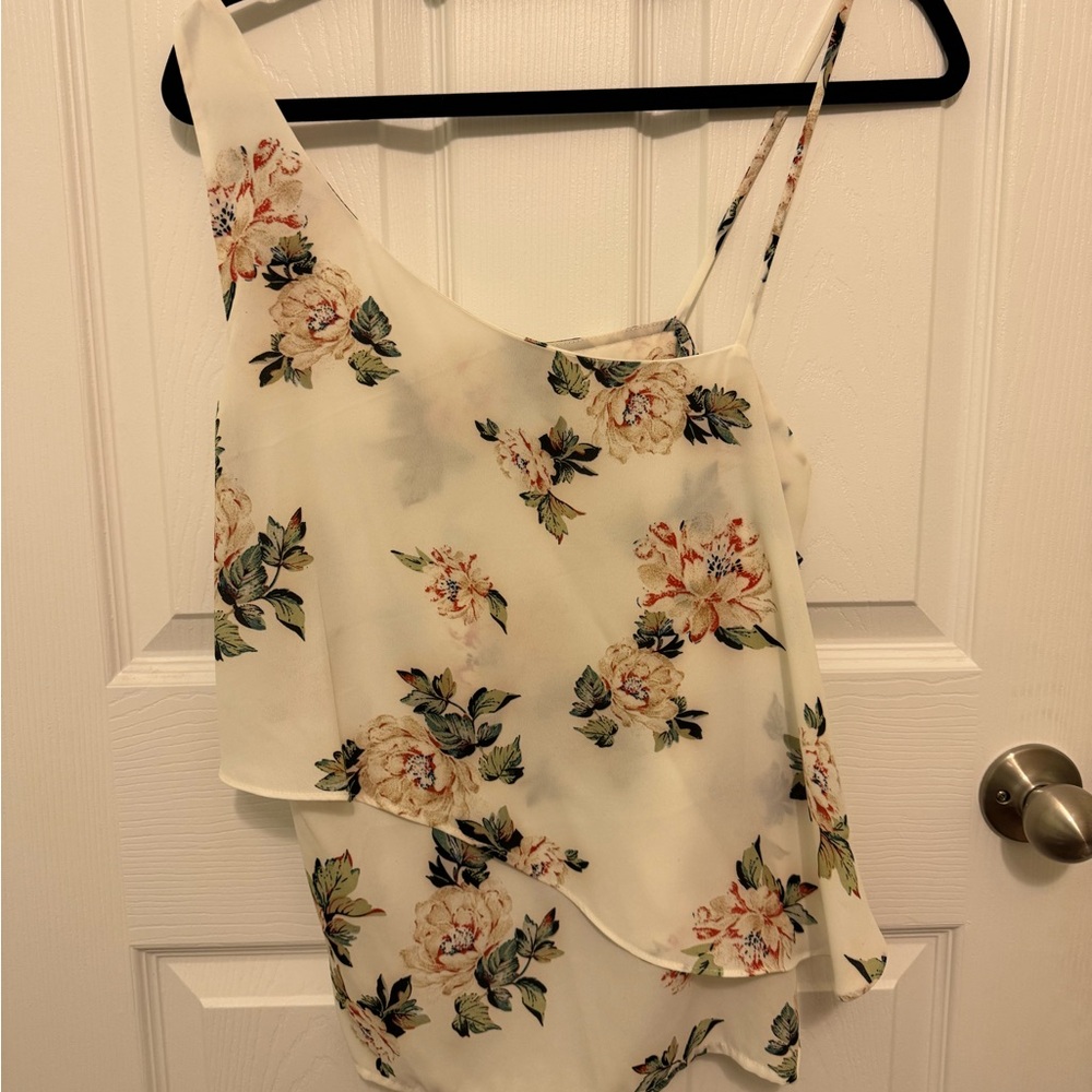 Design Lab Lord & Taylor Cream Asymmetrical Wrap Camisole